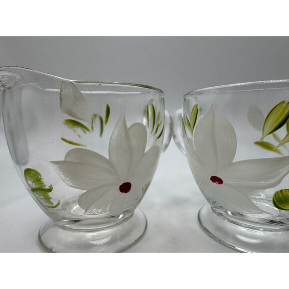 Vintage Bartlett Collins Creamer Sugar Bowl White flowers Gay Fad 50’s Vtg - Picture 10 of 10